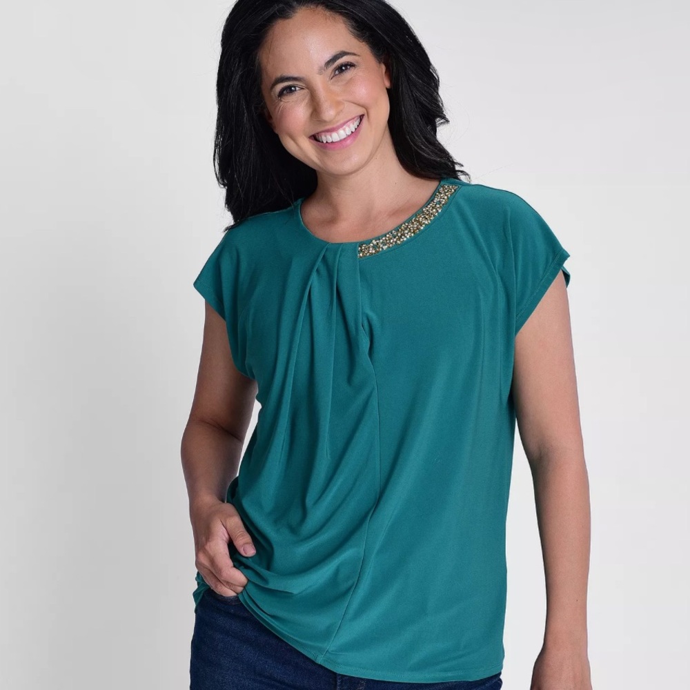 Women’s Tiana B Emerald Jeweled Top
